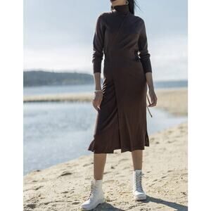 Ellie Makir Wrap Long Sleeve brown midi dress/cardigan size L